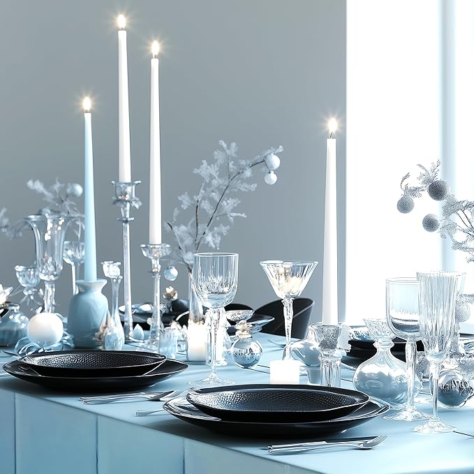 2Pcs Light Blue Foil Metallic Tablecloth Shiny Party Table Cloth 54" X 72" Disposable Rectangle Decoration for Thanksgiving Christmas Graduation Birthday Pary