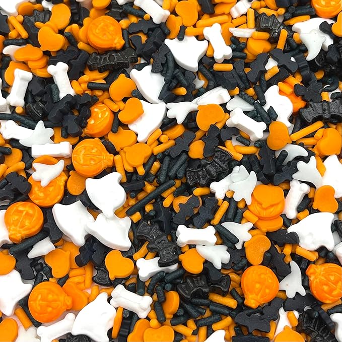 Manvscakes, pink sprinkles, valentines, cake sprinkles, gluten free, cookies, chocolate, fondant, princess topping, ice cream, edible, dessert decoration (Orange black)