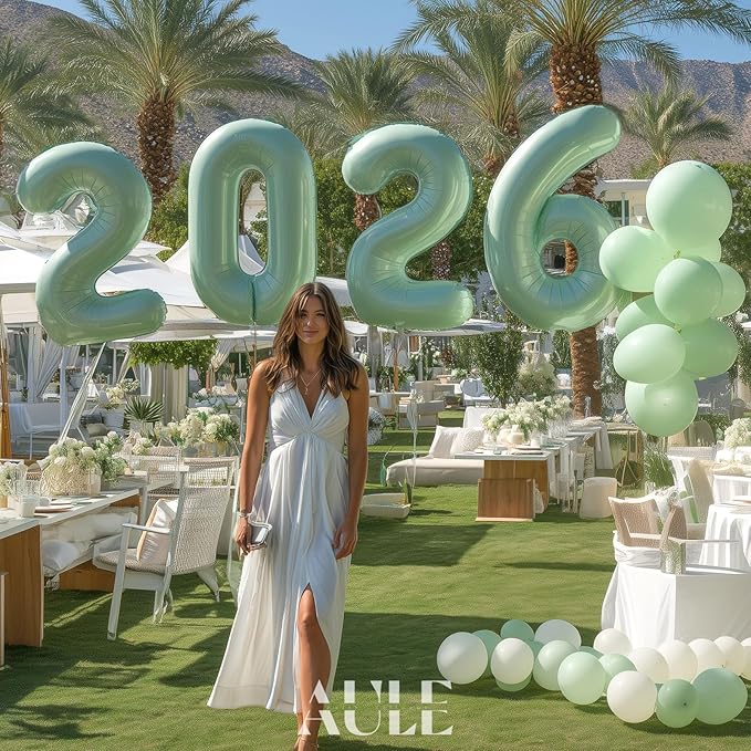 AULE 40 Inch Large 0 Balloon Numbers Sage Green, Big Foil Number Balloons, Giant Helium Happy Birthday Party Decorations for Man and Women, Huge Mylar Anniversary Party Supplies