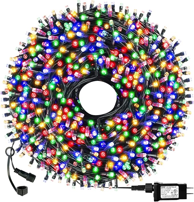 Christmas String Lights End-to-End Plug 8 Modes 108FT 300 LED IP55 Outdoor Waterproof UL Certificated Indoor Fairy Lights Garden Wedding Christma Trees Parties Decoration Multicolor