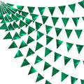 Green Party Decorations Triangle Pennant Banner Flag Dark Green Metallic Fabric Bunting Garland for Graduation Wedding Bridal Shower Birthday Baby Shower Holiday Retirement Game Party Supplies