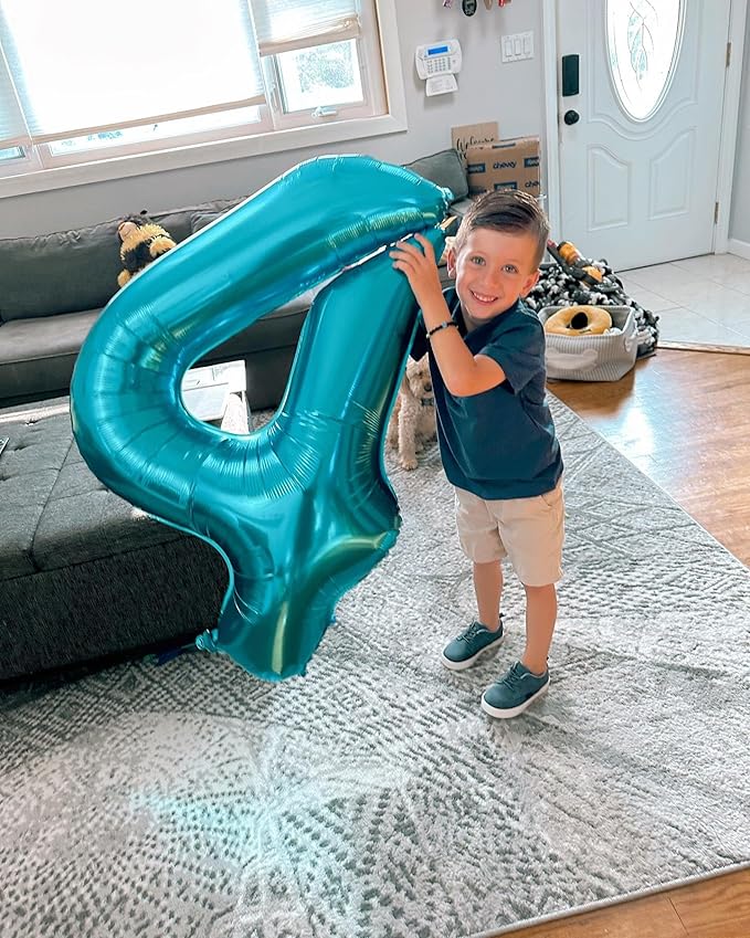 Light Blue Number 4 Balloon 40 Inch, 4 Balloon Number, 4th Birthday Decorations, Light Blue Party Supplies for Boys Girls