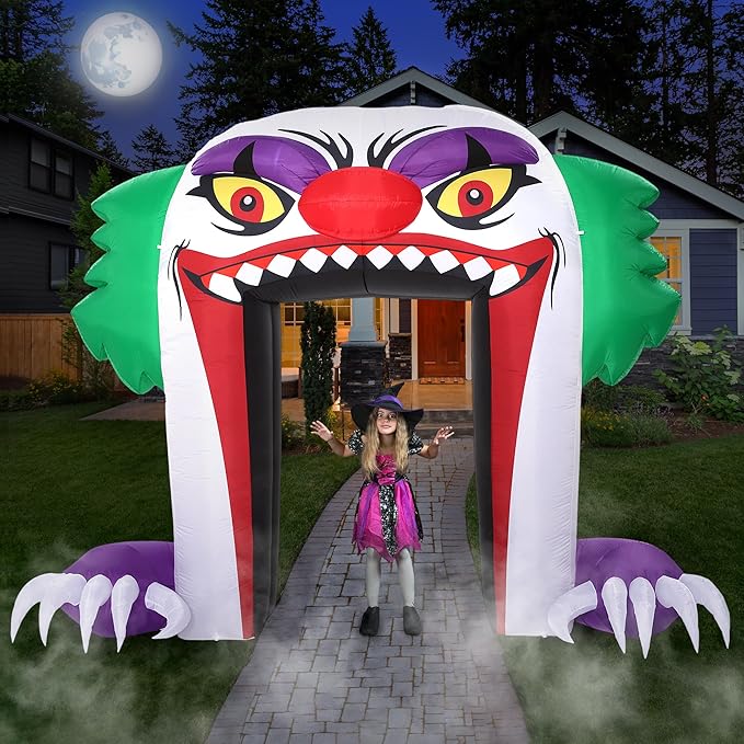 ZPISF Giant 10 FT Halloween Inflatables Clown Archway Outdoor Decorations, Scary Halloween Arch Blow Up Yard Decorations for Front Yard Lawn Garden Decor