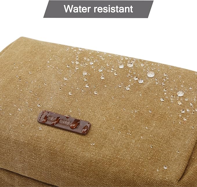 BAGSMART Toiletry Bag for Men, Canvas Travel Toiletry Organizer Dopp Kit Water-resistant Shaving Bag for Toiletries Accessories,Khaki-Large
