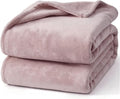 Hansleep Fleece Pink King Blanket, Super Soft Flannel Fuzzy Plush Cozy Blanket for All Seasons, Pink, King 90x108 Inches