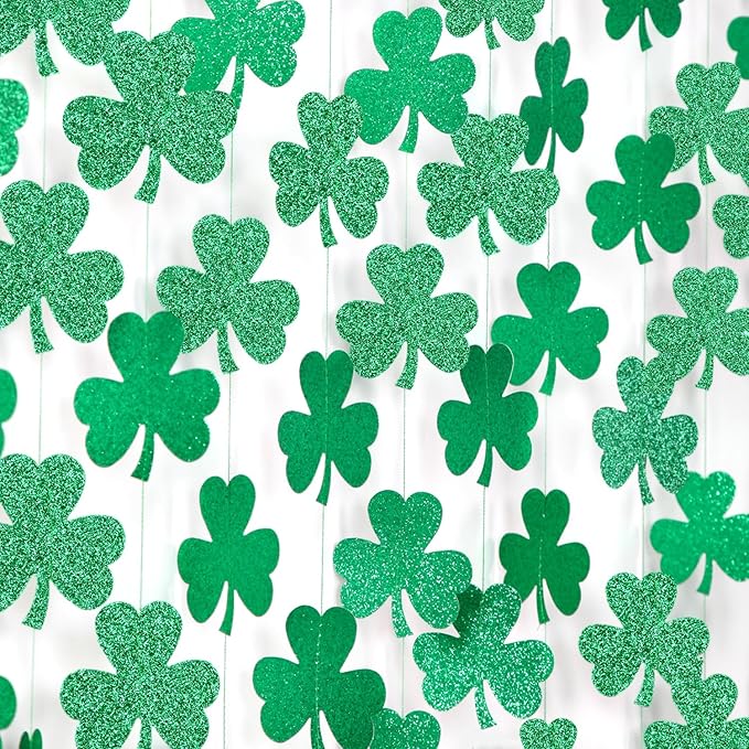 St-Saint Patricks-Day Decorations Shamrock Green-Garland - 35ft St. Patrick's Day Decorations Hanging Decoration Streamers Banner, Baby Birthday Irish Party Decor Accessories Panduola