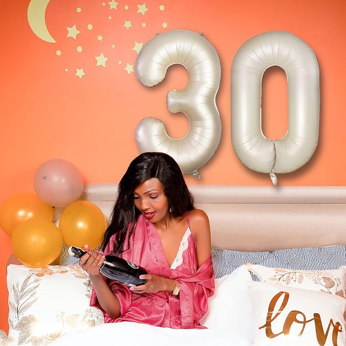 Number 0 Balloons White Sand Zero Balloon for 10 Birthday 40 Inches Cream White Large Numbers 20 Birthday Party Nude Ballons Beige 0 Digital Neutral Balloon Pearl White 0