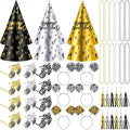 2026 New Years Eve Party Supplies for Guests Happy New Year Headbands Hats Noise Makers Glasses Necklace
