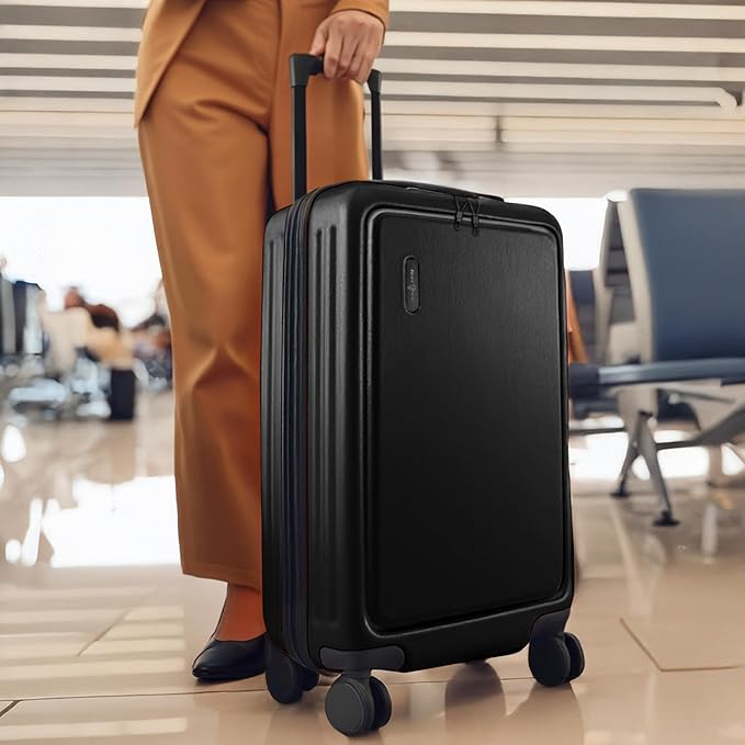 TRAVELARIM 24 Inch Luggage with Spinner Wheels, Hard Shell Suitcase with TSA Locks for Luggage, Travel Large Suitcase, Expandable Hard Shell Suitcases, Jet Black