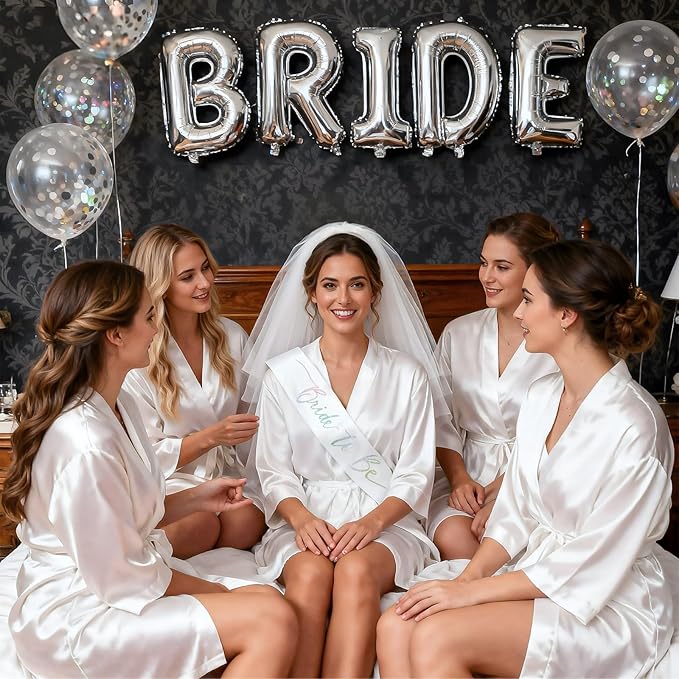 Iridescent Bride to Be Sash Veil for Bachelorette Party Decorations, 2 Pack Bride to Be Decorations Set for Women and Girls, Pastel Bridal Shower Gift, Last Disco, Wedding Engagement Gifts for bride