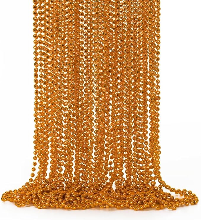 24PCS Bead Necklace, Orange Bead Necklaces Party Favors, 33" Mardi Gras Necklaces, Festival Parade Throw Accessories for Mardi Gras Halloween Wedding Celebrations Decorations