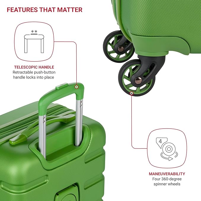 SwissGear 7366 Signature Hardside Expandable Luggage with Spinner Wheels, TSA Lock, Cup-Holder, Green, Carry-On 19-Inch