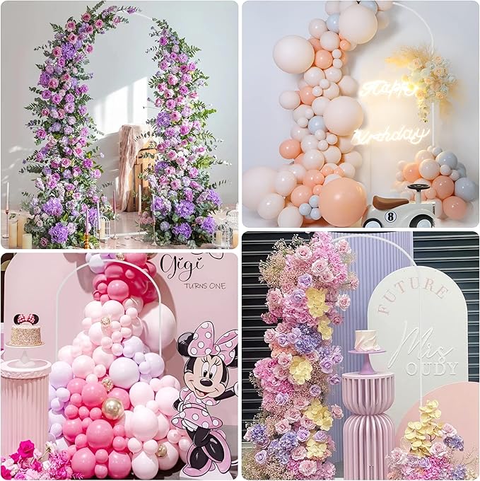 Wokceer Wedding Arch Backdrop Stand 7.2 FT White Metal Chiara Backdrop Stand for Wedding Ceremony Photo Booth Outdoor Indoor Birthday Party Garden Floral Balloon Arch Decoration