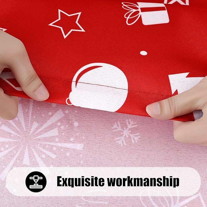 Smiry 2 Pack Rectangle Christmas Table Cloth, Waterproof Elastic Fitted Tablecloths, Washable Polyester Rectangular Patio Table Cover for Christmas Dinner (Snowflower, 30"x96")