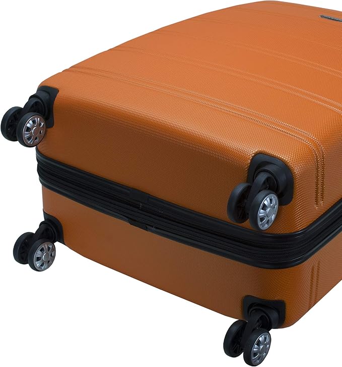 Rockland Melbourne Hardside 3 Piece Expandable Spinner Wheel Luggage Set, (20"/24"/28"), Orange