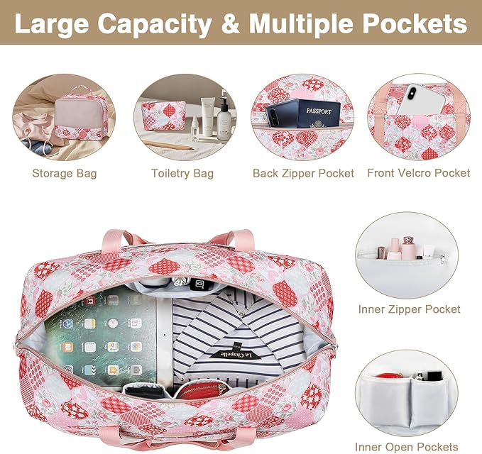 IBFUN Weekender Bags for Women, Travel Duffle Bag with Shoe Compartment Carry on Weekender Overnight Duffel for Weekend Travel Business Trip 3PCS