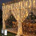 JMEXSUSS 600 LED Curtain Lights Outdoor, 9.5ft x 19.6ft Window Hanging Lights with Remote, Plug in, 8 Modes, Indoor String Lights for Bedroom, Wall, Xmas, Party, Backdrop, Wedding Decor, Warm White