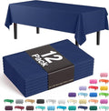 Exquisite 12-Pack Premium Plastic Tablecloth 12-Pack Premium Plastic 54in. x 108in. Rectangle Table Cover - Navy Blue