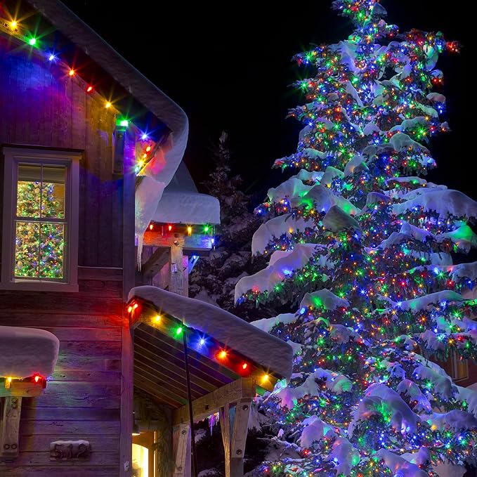 Solar String Lights for Outside, 39Ft 100 LED Solar String Lights Outdoor with 8 Modes，Solar Lights for Outside Waterproof for Yard, Fence,Balcony, Party,Christmas Tree Decorations (Multicolor)