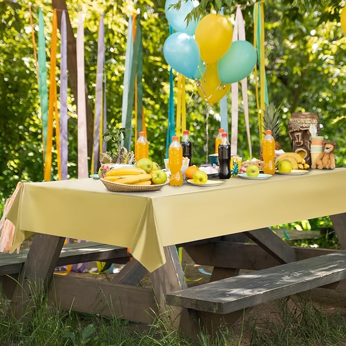 2 pcs Gold Tablecloth Plastic -Stunning Metallic Matte Finish, 40" x 108" New Year Table Cloth, Perfect for Bachelorette Wedding Graduation Birthday Party Anniversary Event Decorations