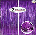 Purple Backdrop Curtains for Party Supplies - 6.5x6.5 ft, Pack of 2 | LILF Foil Fringe Curtain Streamers Tinsel Backdrop for Birthday Bachelorette Party Decorations Photo Booth Props