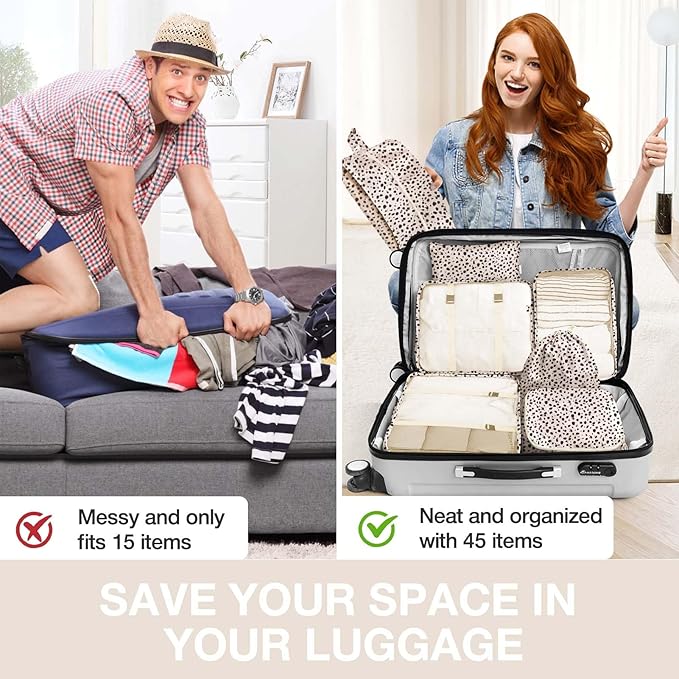 8 Set Packing Cubes for Suitcases, Packing Cube with Shoe, Cosmetics, Clothing, and Accessories Bags Packing Cubes for Travel Luggage Organizer(Leopard)