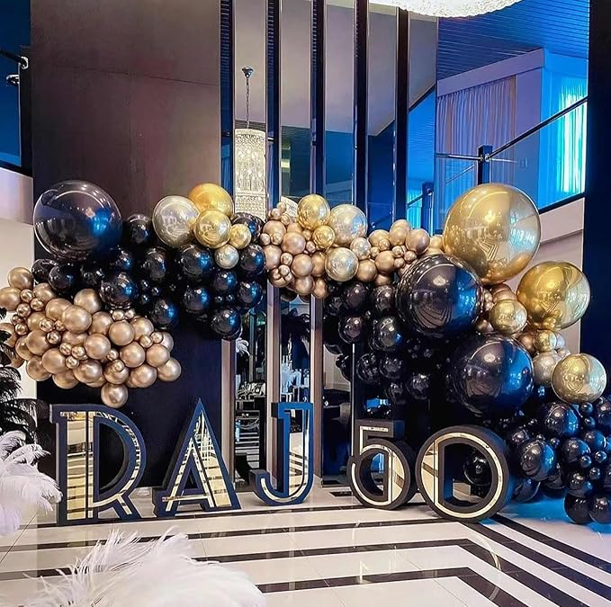 KALOR Black Giant Balloons 36 Inch Large Latex Balloons, 4 Pack Jumbo Round Helium Balloon for Birthday Bridal Shower Wedding Baby Shower Party Decorations