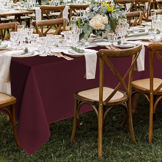 Fitable 8 Pack Table Cloth Rectangle Table: Stain and Wrinkle Resistant Tablecloth Rectangular, Washable Polyester Tablecloths for Wedding Party Dining Banquet Event Catering(Burgundy, 70x108 Inch)