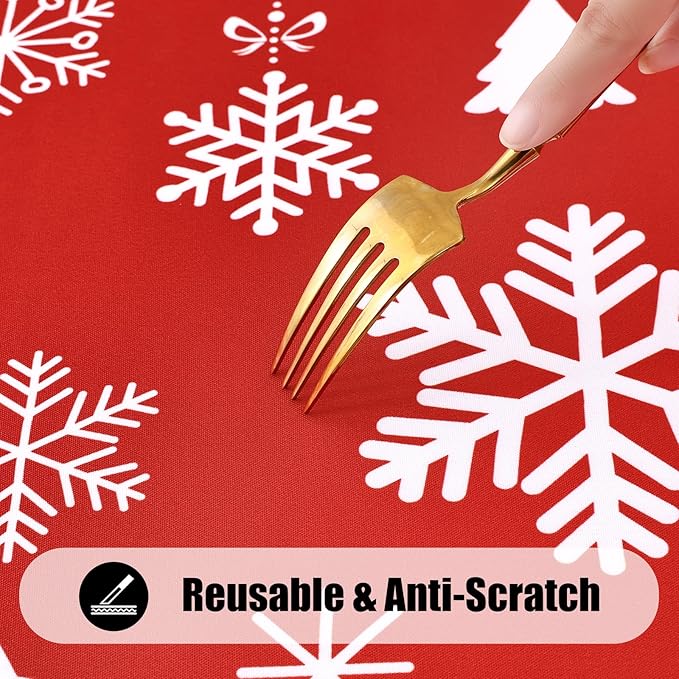 Smiry 2 Pack Rectangle Christmas Table Cloth, Waterproof Elastic Fitted Tablecloths, Washable Polyester Rectangular Patio Table Cover for Dinner (Christmas Snowflakes, 30"x48")