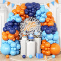 Blue and Orange Balloon Arch Kit, Navy blue and orange Balloon Garland Kit, Blue and Orange Party Balloons for Boys Birthday Graduation Class of 2025 Themed Party Decorations
