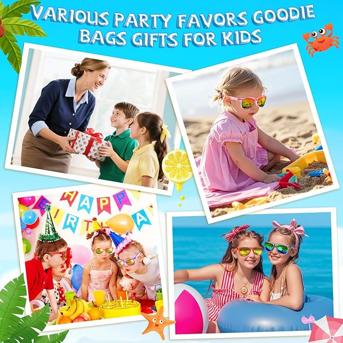 Party Favors Kids Sunglasses Bulk - 16 Packs Neon Sunglasses for Kid Age 3-8, UV400 Protection Party Sunglasses Goodie Bags Stuffers for kids Birthday Party Supply, End of the Year Gifts For Students