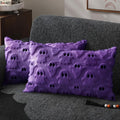 DFXSZ Halloween Pillow Covers 12x20 inch Set of 2 Purple Ghost Throw Pillow Cases Soft Plush Faux Fur Wool Couch Cushion Case for Chair Sofa Bedroom Living Room Home Decor PTK03E12