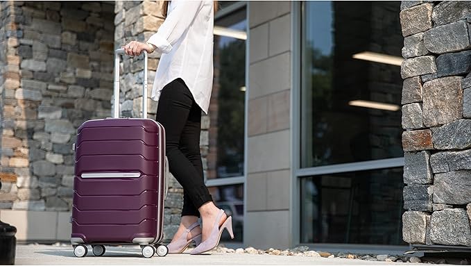 Samsonite Freeform Medium Luggage with Dual 360° Spinner Wheels - Checked Suitcase - TSA Lock, Airline-Approved - Lightweight Durable Polypropylene Expandable Hardshell - Amethyst Purple