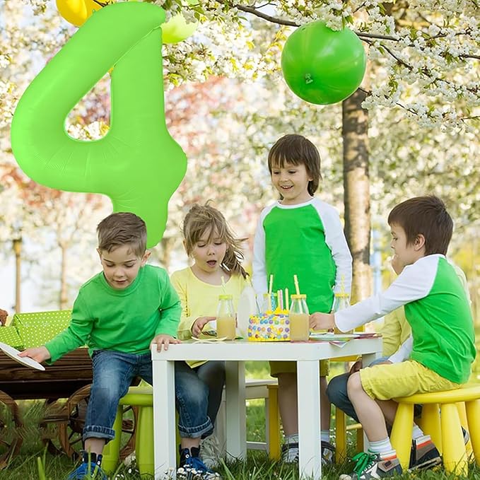 Fluorescent Green Number Balloon 40 inch Giant Foil Helium Balloons Green Number 0 Balloon for Birthday Party Decorations