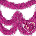 25 Feet Christmas Tinsel Garland, Metallic Twist Garland Wall Hanging Tinsel Garland Backdrop for Parade Floats, Carnival, Birthday, Wedding, New Year Party Decorations (Fuchsia, 4in x 25ft)