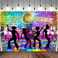 Dance Party Backdrop Retro 80s 90s Theme Stage Dance Ball Music Birthday Party Decoration DJ Photography Background 12X10 ft for Baby Shower Picture Photo Shoot Polyester Fabric, Multi