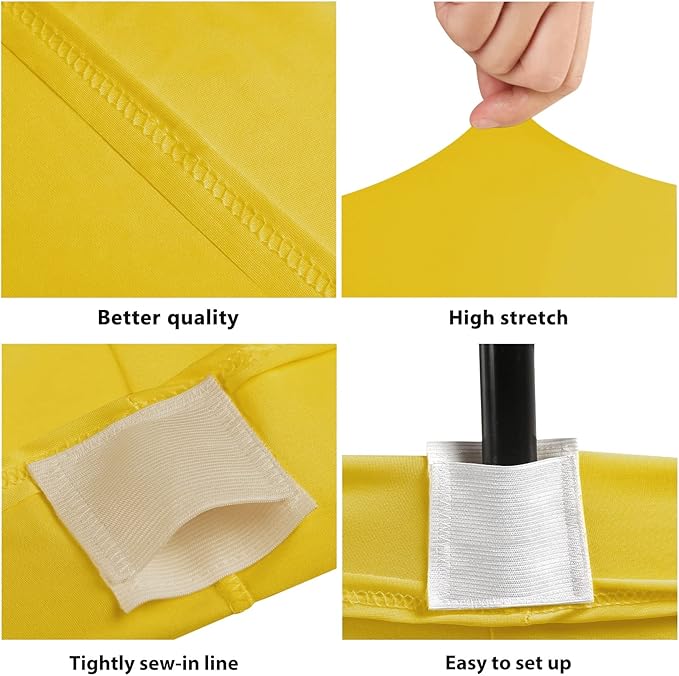 4ft Table Cover Fitted, Yellow Spandex Table Covers, Washable and Wrinkle Resistant Stretch Tablecloths Rectangle for Events, Wedding, Banquets, Parties