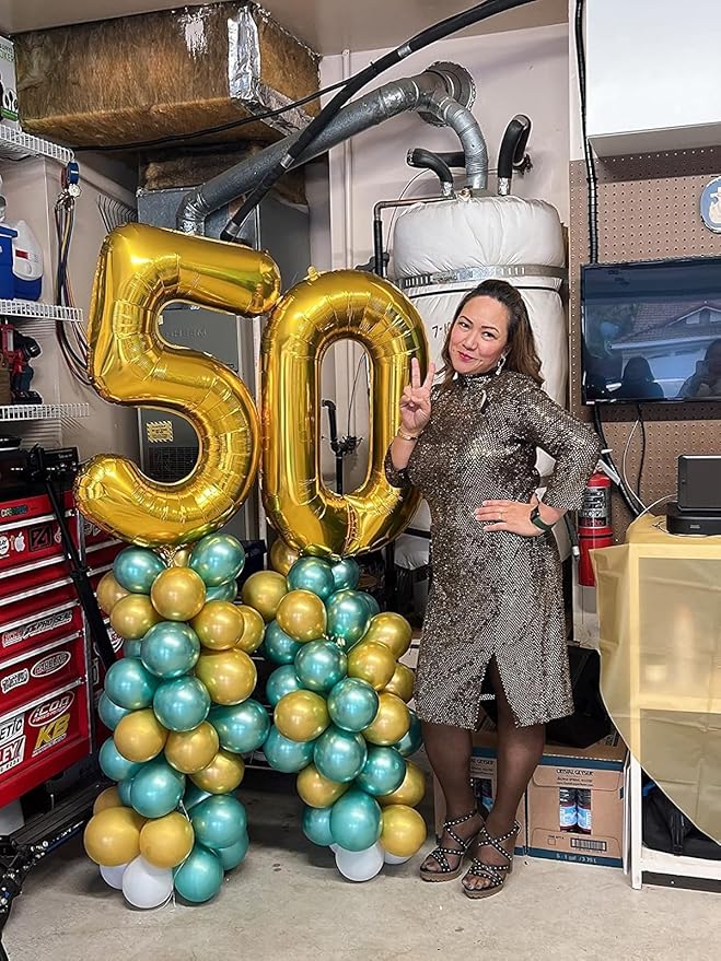 Numbers Balloon, 40 Inch Foil 4 Balloons for Birthday Party Decoration, Gold Number 4 Ballon for 4, 14, 24, 40 Celebration, Birthday, Christmas, Anniversary Decor