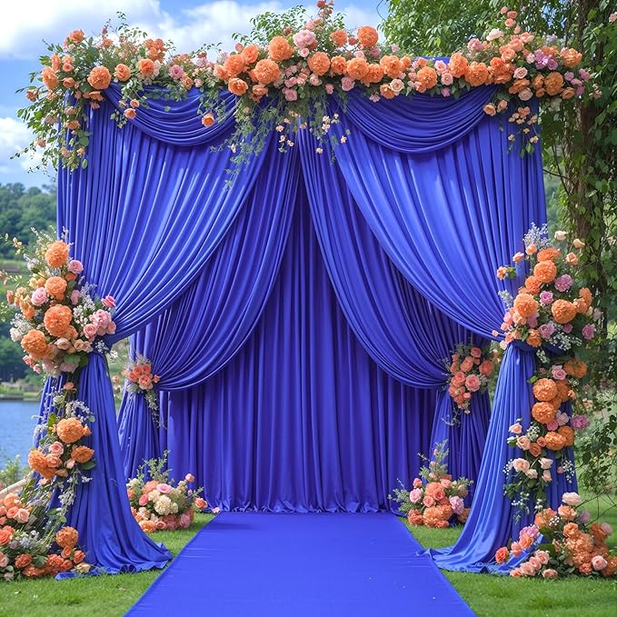 24x10FT Black Backdrop Curtains for Wedding Parties, Wrinkle Free Polyester Photography Backdrop Drapes for Wedding Baby Shower Birthday Parties Stage Background Stand Decorations 4x10ft,6 Panels