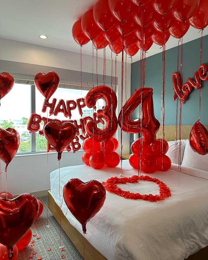 Red 3 Balloon, Number Balloon 40 Inch, 3rd Three Year Old Birthday Deco for Red Party Decorations, Number 3 Balloon