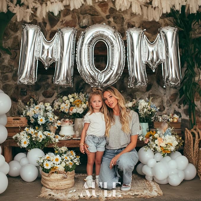 AULE 40 Inch Big Letter Balloon Silver D Large Foil Helium Alphabet Balloons A-Z for Birthday Anniversary Graduation New Year Party Decoration Supplies