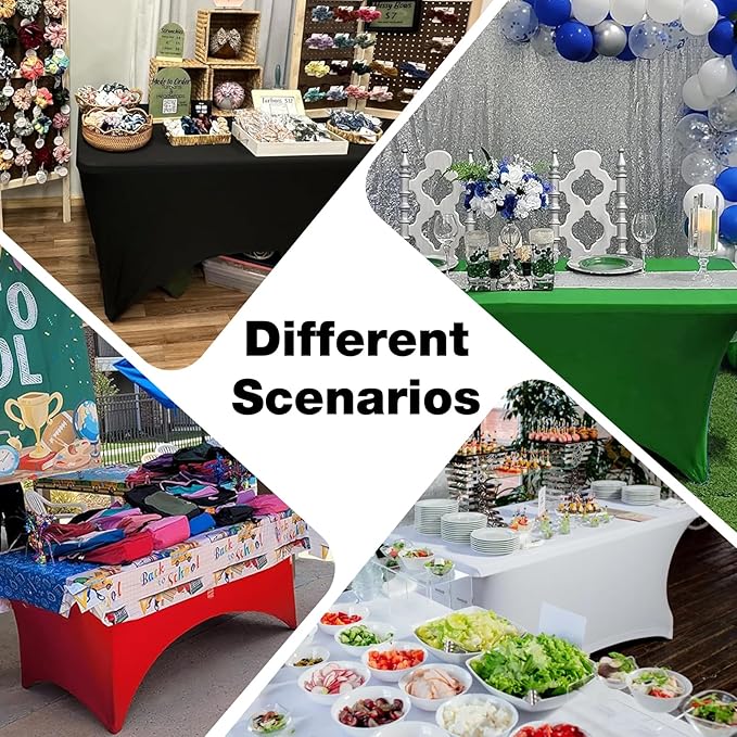 Trlyc 1 Pack 6FT Spandex Table Cloth - 72 x 30 Inch Rectangular Stretch Tablecloth, Wrinkle Resistant Scretch Table Cover for Wedding, Party, Banquet, Picnic, Outdoor Decoration (1Pcs,Green)