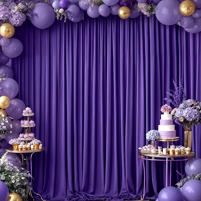 24x10FT Dark Purple Backdrop Curtains for Wedding Parties, Wrinkle Free Polyester Photography Backdrop Drapes for Baby Shower Birthday Parties Stage Background Stand Decorations 4x10ft,6 Panels