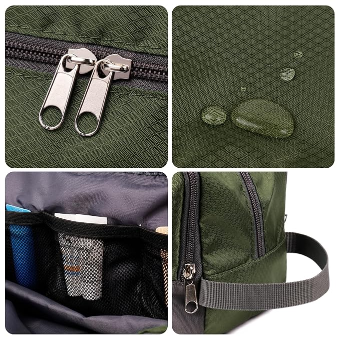 Toiletry Bag for Men Hanging Dopp Kit Water Resistant Shaving Bag Small Toiletry Bag for Traveling (Army Green)