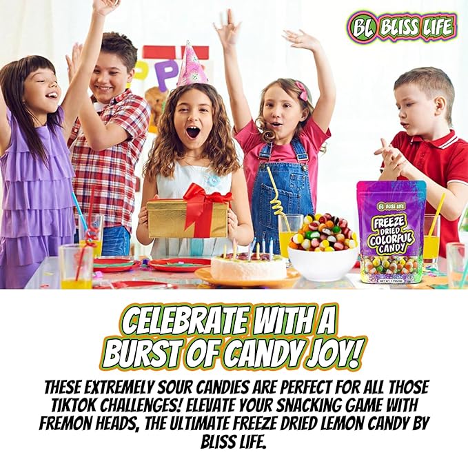 Bliss Life Freeze Dried Lemon Candy, Sour Crunchy Sweet, For Parties, Classroom, Office, Goodie Bags, Snack for Kids Variety of Flavors (10oz)