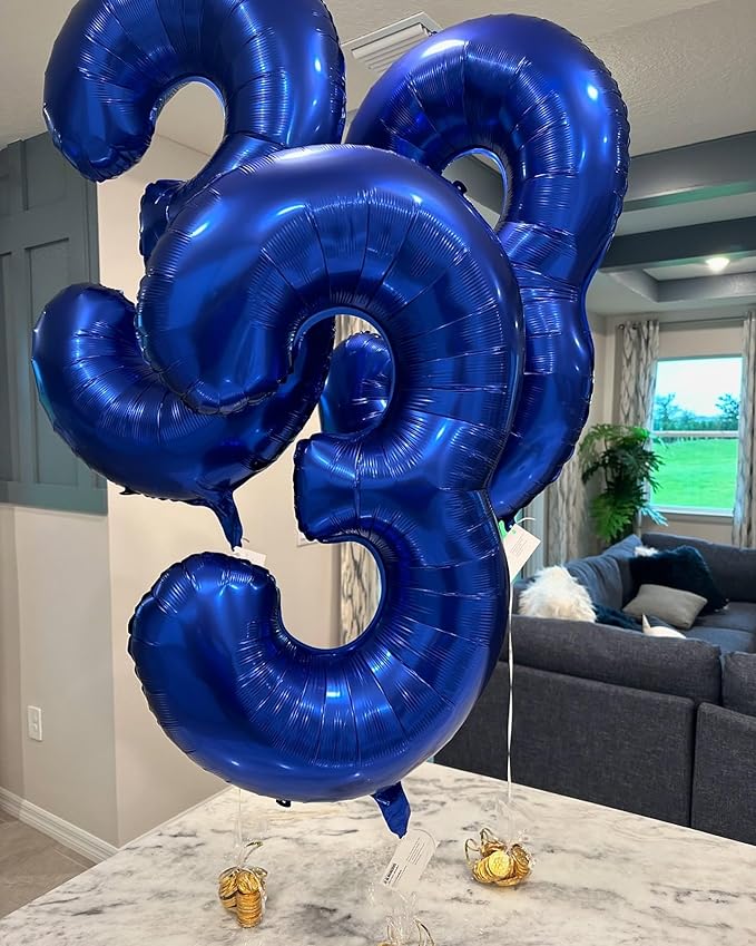 40 Inch Night Blue Number 5 Balloon, Giant 5 Number Balloons for 5th Birthday Decorations, Party Supplies for Baby Boy Girl, Night Blue Party Decor