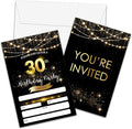 30th Birthday Invitations with Envelopes - Black Gold Glitter Fill-in Invites Cards - Surprise Birthday Party Invitation Card for Him/Her - Adults Birthday Party Favors Supplies Decorations (20 Pack)