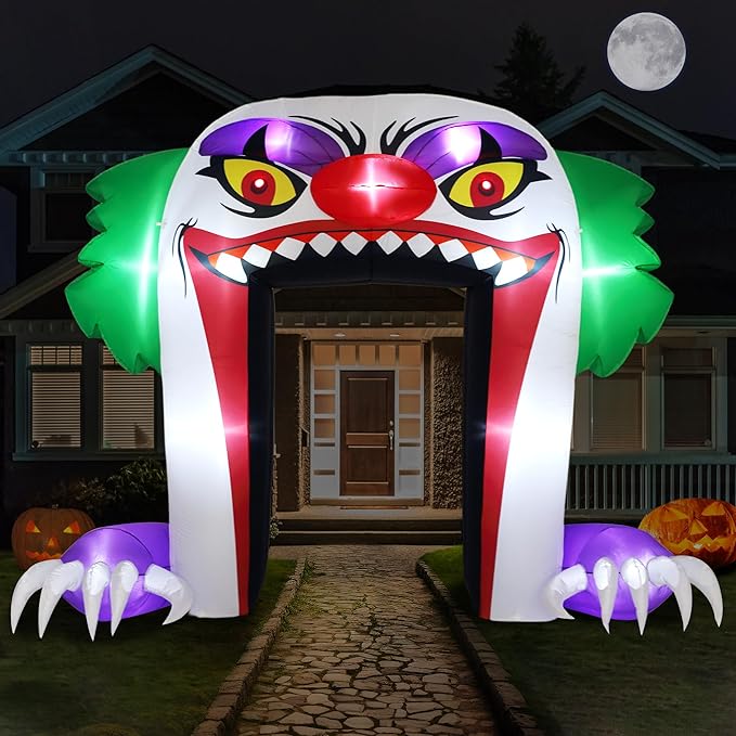 ZPISF Giant 10 FT Halloween Inflatables Clown Archway Outdoor Decorations, Scary Halloween Arch Blow Up Yard Decorations for Front Yard Lawn Garden Decor