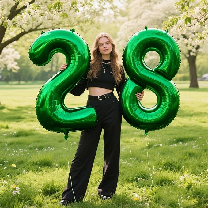 40 Inch Balloon Number 8 Green, Large Foil Green Number Balloons 8 18 28 for Girls Women, Digital 8 Helium Balloons for 80 88 Birthday Party Supplies Anniversary Event Celebration Decorations