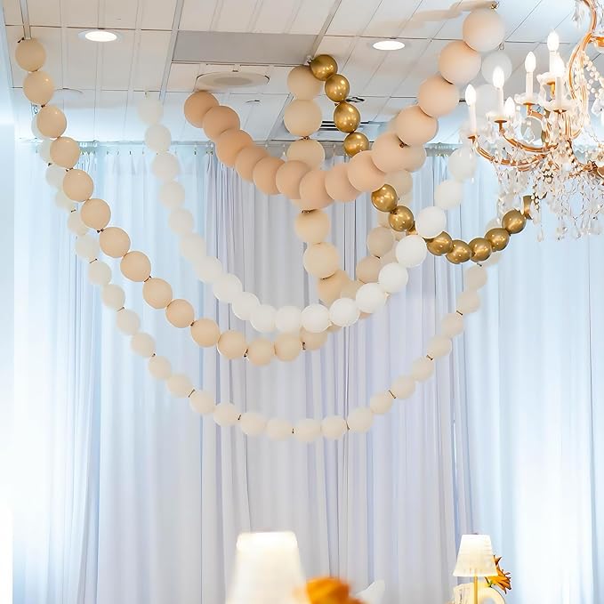 White Sand Linking Balloons, 100PCS 6 Inch Small Ivory Quick Link Balloons for Making Balloon Wall Heart Arch, Tails Balloon for Wedding Birthday Baby Shower Engagement Graduation Party Decorations